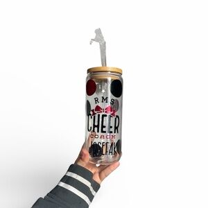 Custom Cheerleading Coach Glass Tumbler with Glass Straw- PERSONALIZED!